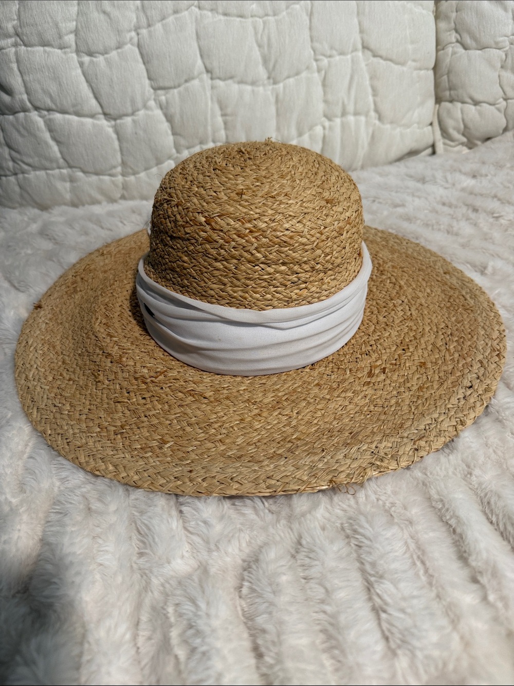 Scala Natural Straw Sun Hat with White Band